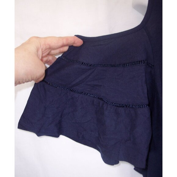 NEW Roaman's 4X 34/36 Ruffle Sleeve Top With Cold Shoulder Detail Hi Low Hem - Picture 8 of 14